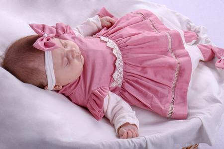 Imagem de Saida de maternidade bebê feminino cor rosa velho 100% algodão luxo rosê