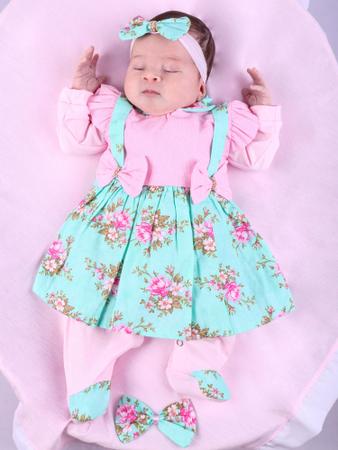Saida de Maternidade Para Bebe Menina Charme Floral Roupas Para