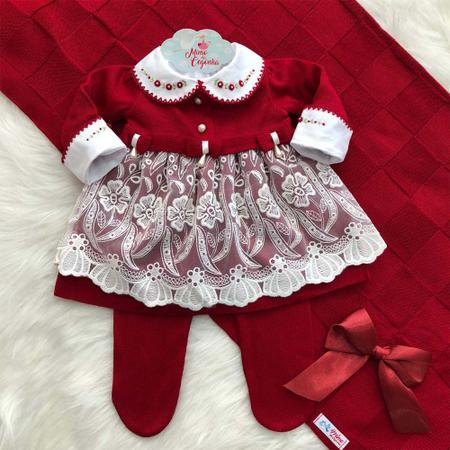 Vestido Bebê Maternidade Tricô Infantil Menina Princesa Vestido e Conjunto  de Tricot Mimo da Cegonha