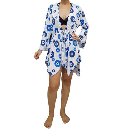 Saída de praia/ Kimono com pontas e proteção UV - Corpo dourado moda praia Imagem de Saída de praia/ Kimono com pontas e proteção UV