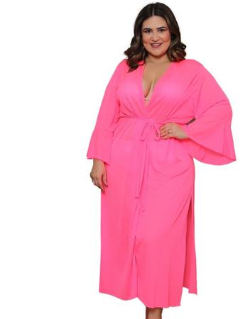 Imagem de Saída De Praia Longa Vestido Canga Manga Kimono Plus Size