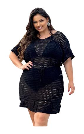 Imagem de Saída De Praia Tricot Plus Size Babado Manguinha