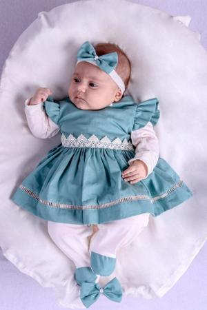 Imagem de Saída Maternidade Menina 4 Peças Alice Verde - Princela.baby