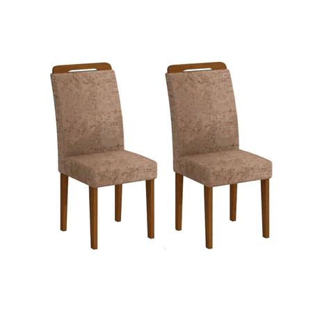 Imagem de Sala de Jantar Completa  Alvorada c/ Tampo Madeirado Canto Reto 180cm + 6 Cadeiras Athenas Imbuia/Veludo Creme - Rufato