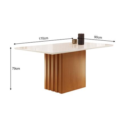 Imagem de Sala de Jantar Mesa Cinamomo/off White 170x90cm com 6 Cadeiras Elis Suede - Cinza