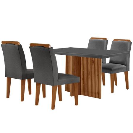 Imagem de Sala de Jantar Mesa Olímpia 120CM MDF Vidro Canto Reto com 4 Cadeiras Athenas Moderna