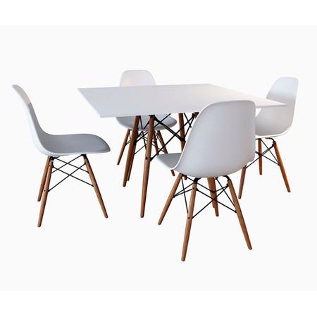 Imagem de Sala de Jantar Mesa Quadrada com 4 Cadeiras Brancas Eames 90cm - Up Home