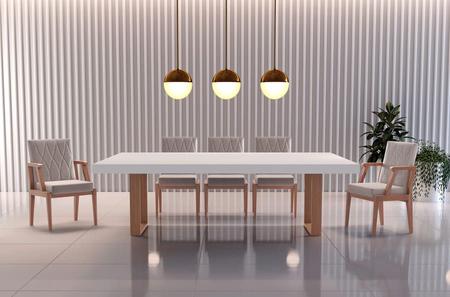 Imagem de Sala de Jantar Moderna com 8 Cadeiras 2,20x1,10m - Aurora - Requinte Salas