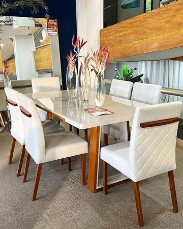 Imagem de Sala de Jantar Moderna Madeira Maciça 6 cadeiras 1,80x1,0m - Reali - Requinte Salas
