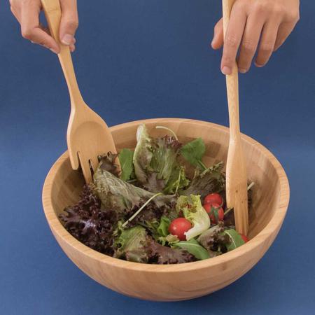 Imagem de Saladeira De Bambu Bowl Grande Redondo 28cm Servir Saladas