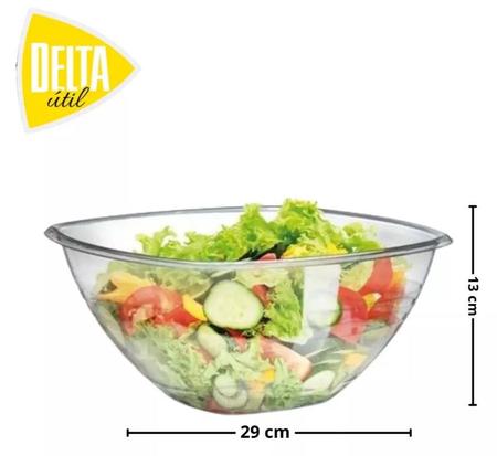 Imagem de Saladeira Grande 4,5 L + Colher + Garfo de salada acrílico Conjunto Para Salada Kit 3 Peças Top Cozinha Delta - PANAMI