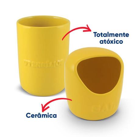 Imagem de Saleiro Cozinha E Porta Utensílios Cerâmica Amarelo