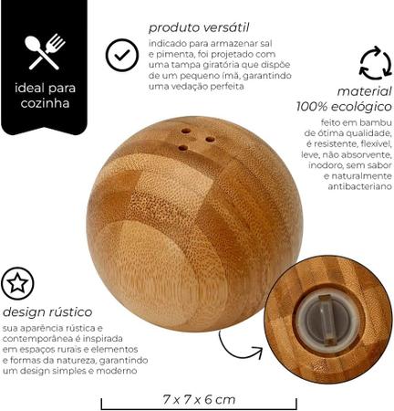 Imagem de Saleiro De Mesa Esférico Em Bambu Ecológico