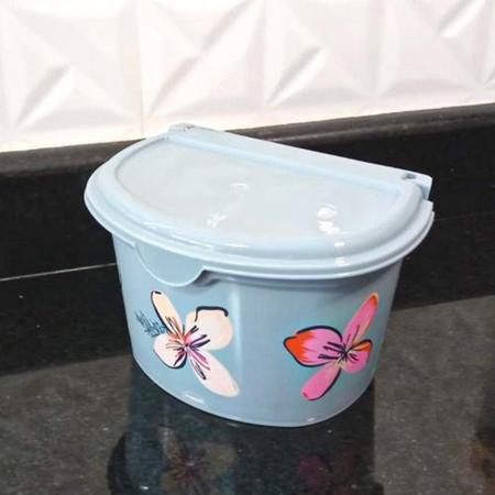 Imagem de Saleiro de plástico com tampa decoração floral para cozinha - PLASUTIL
