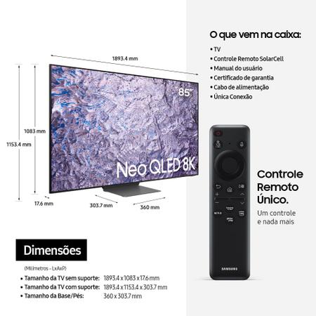 Imagem de Samsung Smart TV 85" Neo QLED 8K QN800C 2023, Mini Led, Painel 120hz, Processador com IA