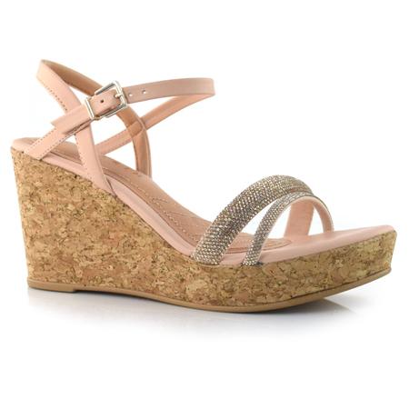 Sandalia anabela creme sale