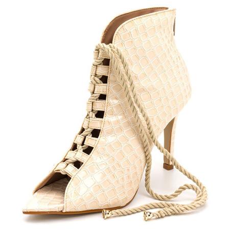Sandalia Ankle Boot Feminina Bico Folha Salto Alto Fino Cano Medio
