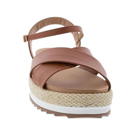 Sand lia Beira Rio Conforto Plataforma Tiras Cruzadas Caramelo