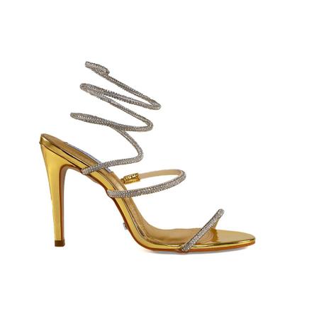 Sand lia Cecconello Dourada Espiral Salto Alto Fino 11cm
