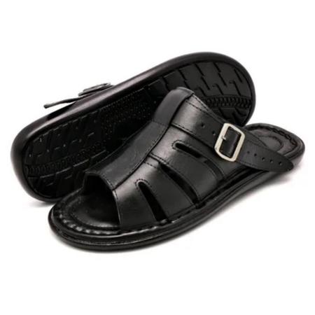 Sandália Chinelo Anti Stress Masculino Couro Legítimo - CAT Imagem de Sandália Chinelo Anti Stress Masculino Couro Legítimo
