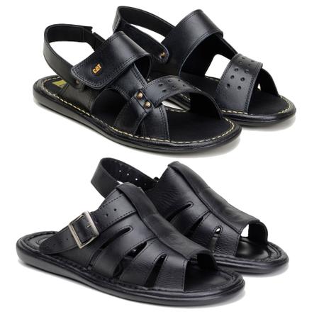 Sandália Chinelo Anti Stress Masculino Couro Legítimo - CAT Imagem de Sandália Chinelo Anti Stress Masculino Couro Legítimo