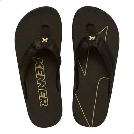 Sandália chinelo kenner nk6 preto dourado casual tratorado Imagem de Sandália chinelo kenner nk6 preto dourado casual tratorado