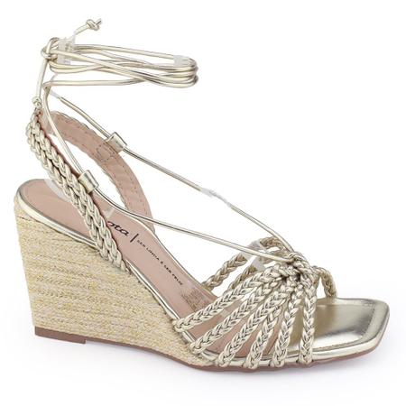 Sandalia dourada cheap anabela