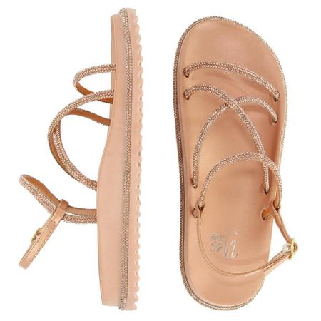Sand lia Feminina Papete Confort vel Flat Moda Com Brilho NL066