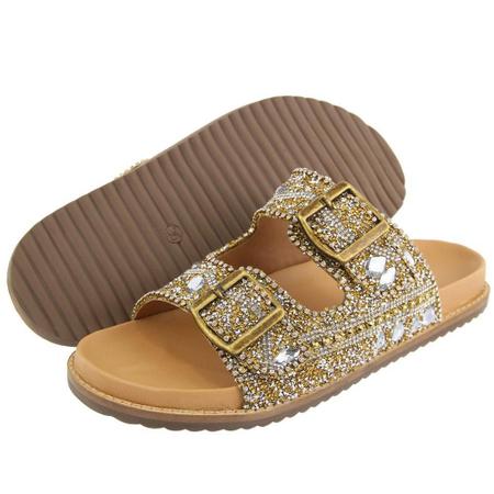 Sandália Feminina Papete Flatform Pedraria Brilho Fivela - Mila Marques Imagem de Sandália Feminina Papete Flatform Pedraria Brilho Fivela