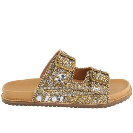 Sandália Feminina Papete Flatform Pedraria Brilho Fivela - Mila Marques Imagem de Sandália Feminina Papete Flatform Pedraria Brilho Fivela
