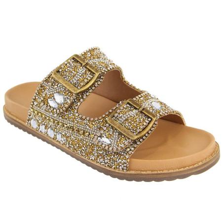 Sandália Feminina Papete Flatform Pedraria Brilho Fivela - Mila Marques Imagem de Sandália Feminina Papete Flatform Pedraria Brilho Fivela