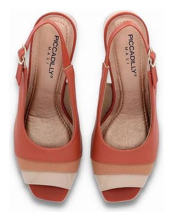 Imagem de Sandalia Feminina Piccadilly Aberta Atras SaltO Quadrado Peep Toe Conforto