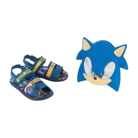 Sandália Infantil Grendene Kids Sonic Mask Menino - Azul+amarelo