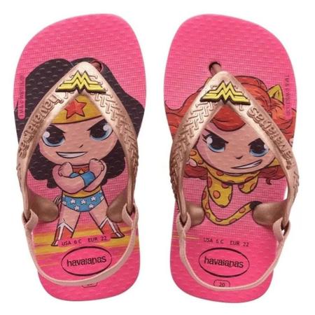 Sand lia Havaianas Chinelo Beb Mulher Maravilha Leopardo