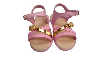 Sandália infantil bebê rosa e branca - KIDS Imagem de Sandália infantil bebê rosa e branca