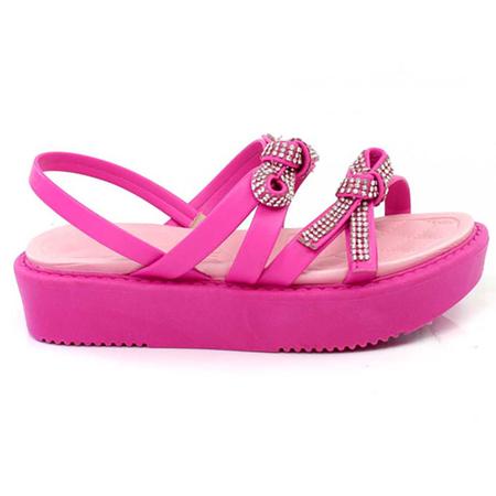 Sandália Infantil Molekinha Flatform Laços Strass - Pink Imagem de Sandália Infantil Molekinha Flatform Laços Strass - Pink