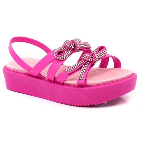 Sandália Infantil Molekinha Flatform Laços Strass - Pink Imagem de Sandália Infantil Molekinha Flatform Laços Strass - Pink