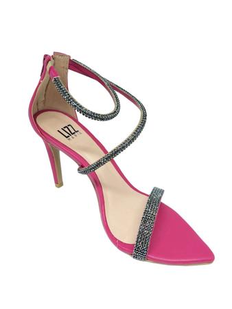 Sandália LizzMaria Pink c/ Brilho Salto Fino - Lizz Maria Imagem de Sandália LizzMaria Pink c/ Brilho Salto Fino