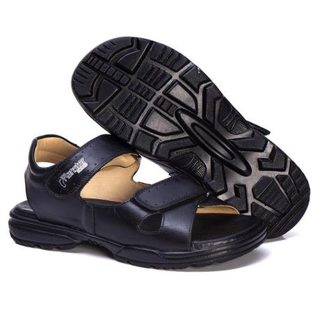 Imagem de Sandália Masculina Conforto Couro Preto 800