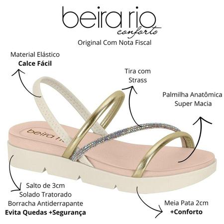 Imagem de Sandália Papete Beira Rio Metalizada Strass Brilhos Feminina 8387.530.26626