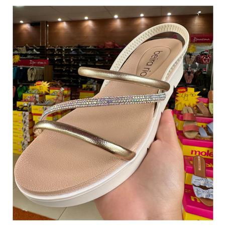 Imagem de Sandalia Papete Beira Rio Original Feminino Sandalia Rasteira Strass Flatform Elegante Casual Lancamento Conforto