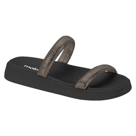 Imagem de Sandália Papete Feminina Moleca 5507101 Flatform Tiras Metalizadas