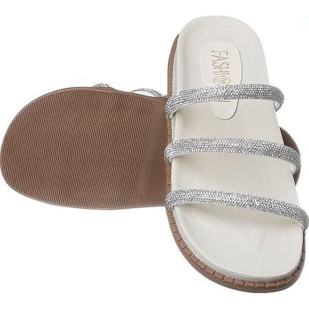 Sand lia Papete Feminina Strass Tirinha Brilho Confort vel