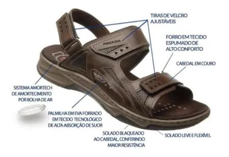 Sandália Pegada em Couro Anilina 132207-04 Masculina-Brown Imagem de Sandália Pegada em Couro Anilina 132207-04 Masculina-Brown