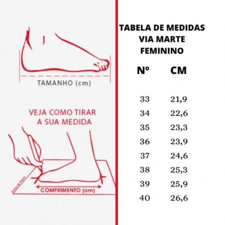 Tabela de medidas via cheap marte