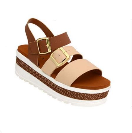 Sandalia plataforma salto reto hot sale
