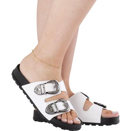 Sandalia com store fivela
