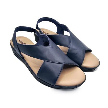 Sandalia usaflex sales anabela azul