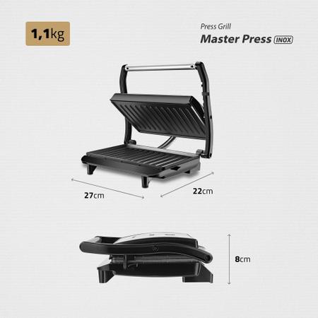 Imagem de Sanduicheira e grill antiaderente 1000 watts inox Master Press- PG-01 - Mondial