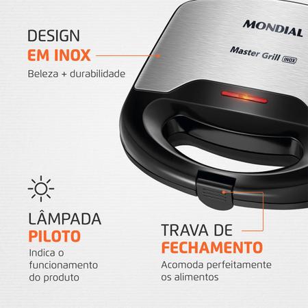 Imagem de Sanduicheira e Grill Mondial Master S-20 Preto/Inox - 750W 220V